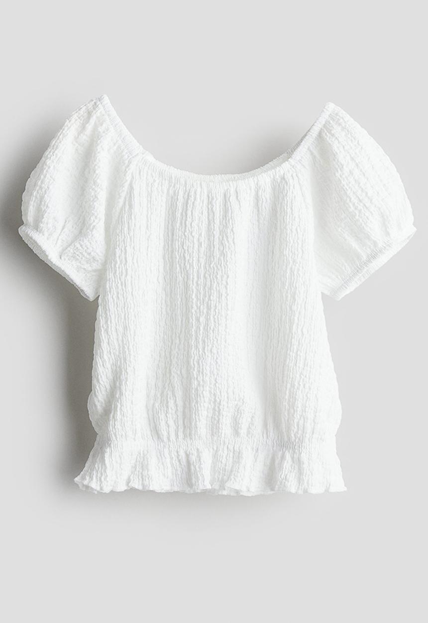 H&M - Puff-sleeved top - white