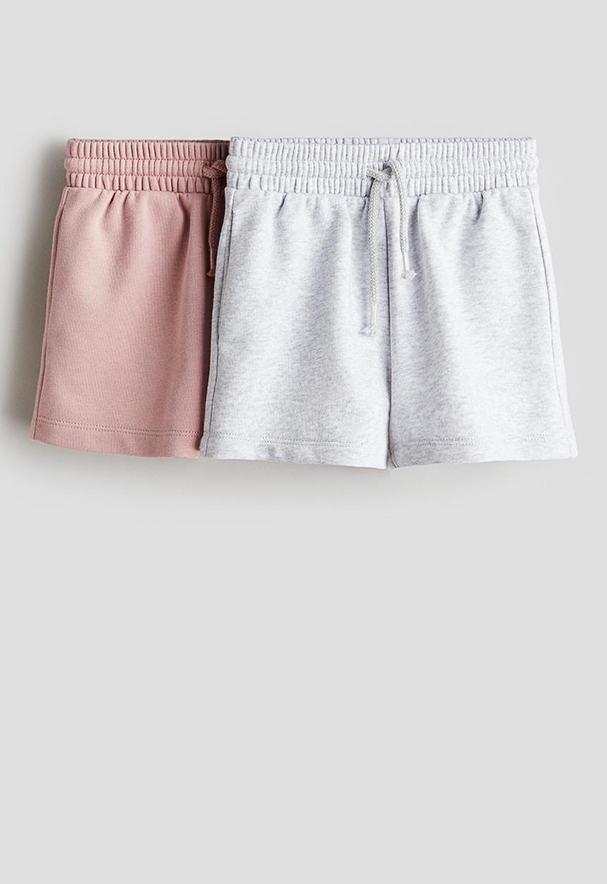 H&M - 2-Pack sweatshorts - old rose & light grey marl