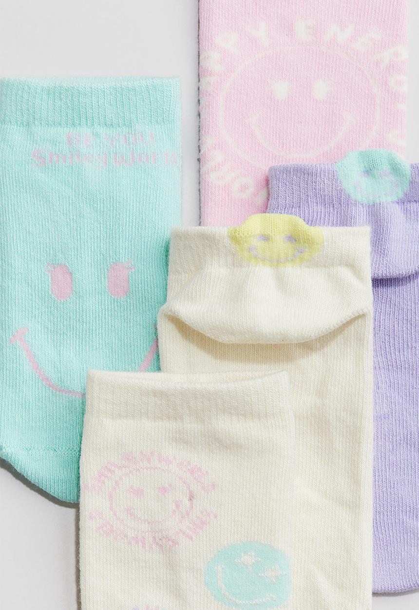 H&M - 5-pack trainer socks - white,multi,purple,pink,turquoise
