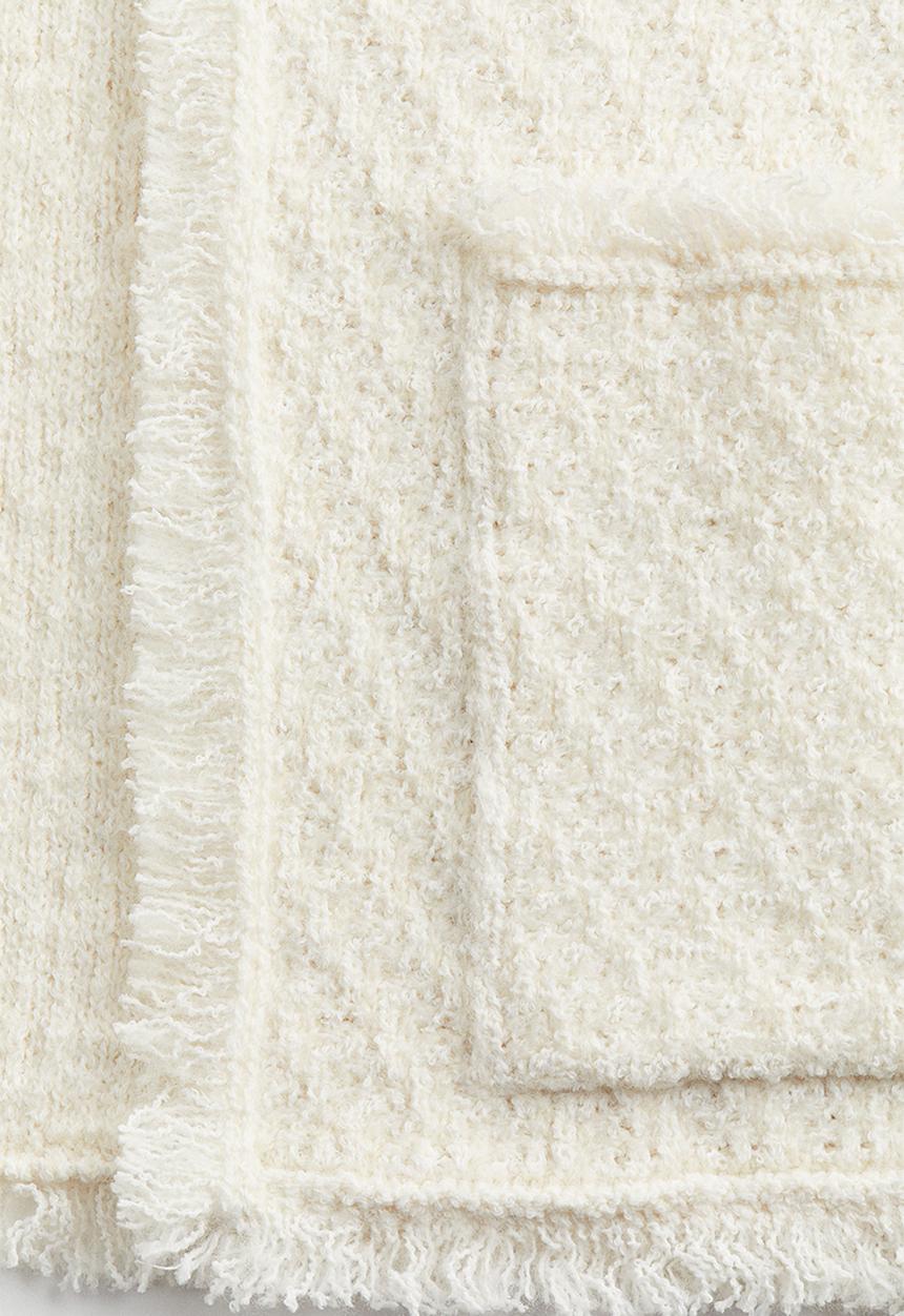 H&M - Frayed-edge textured-knit cardigan - cream