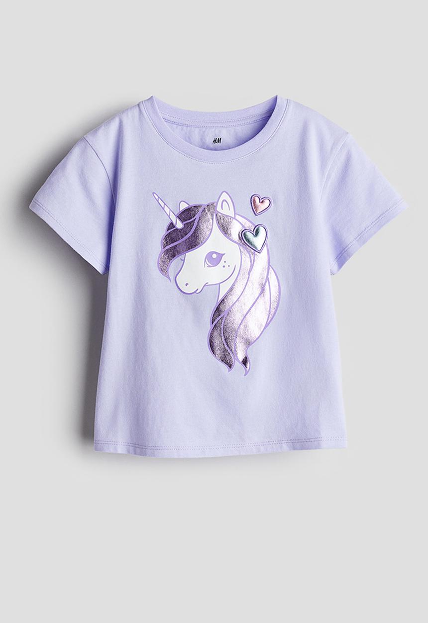 H&M - Top - light purple unicorn