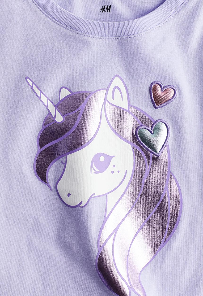 H&M - Top - light purple unicorn