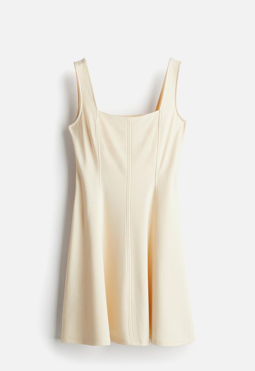 H&M - Square-neck jersey dress - light beige