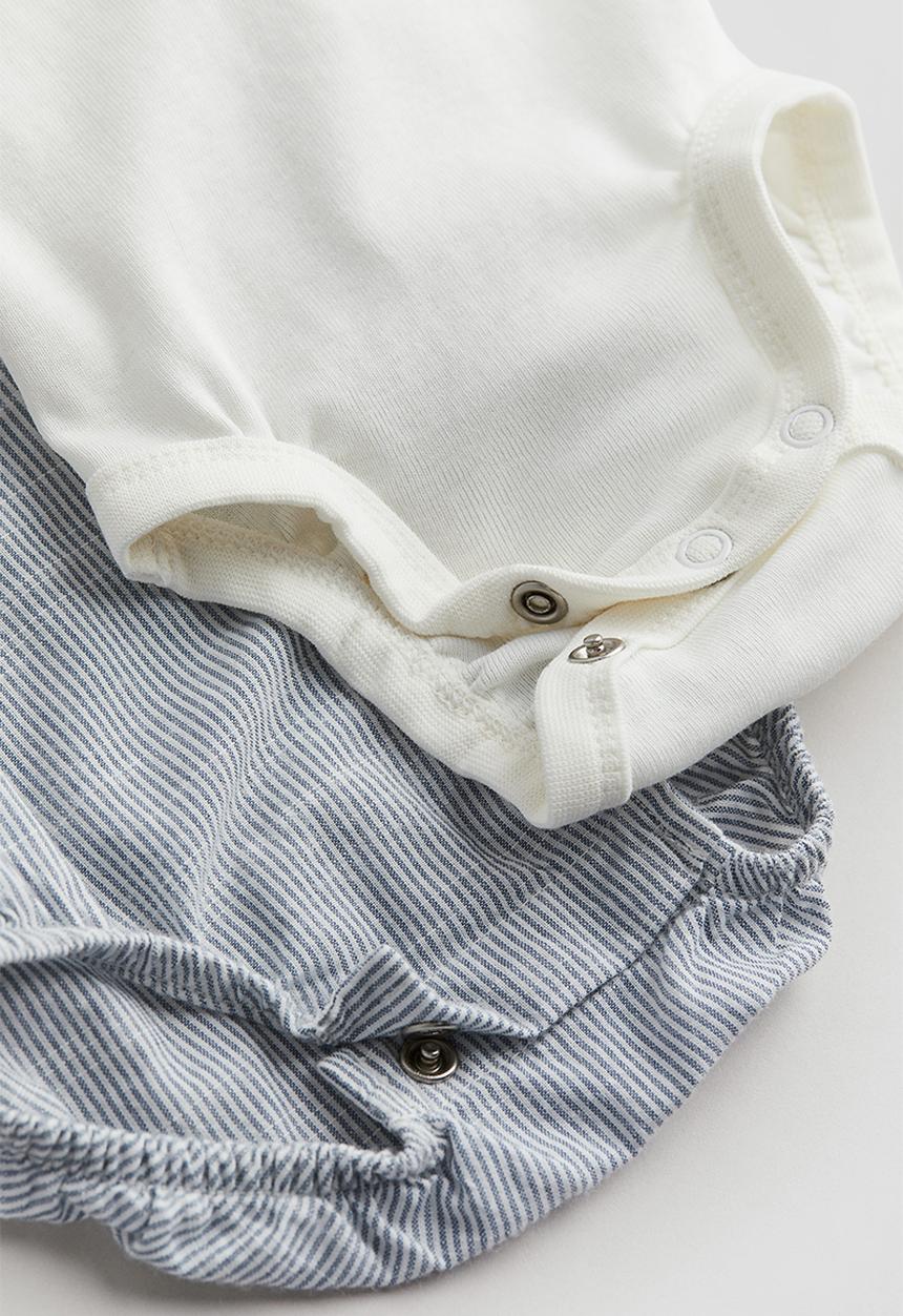 H&M - 2 piece cotton set - white & blue striped