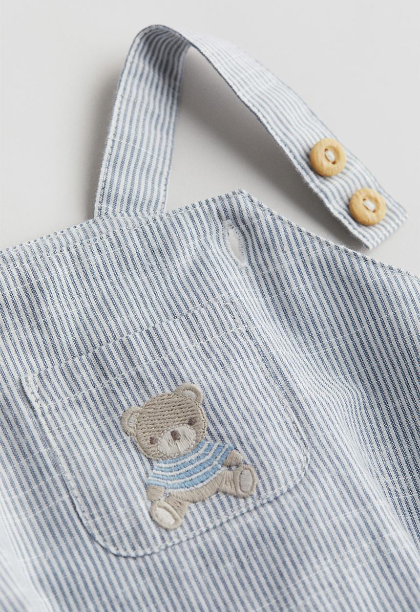 H&M - 2 piece cotton set - white & blue striped