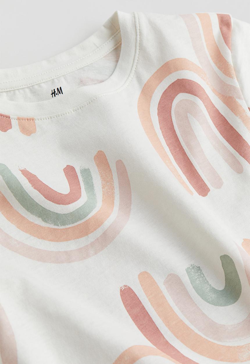 H&M - Printed t-shirt - natural white & rainbows