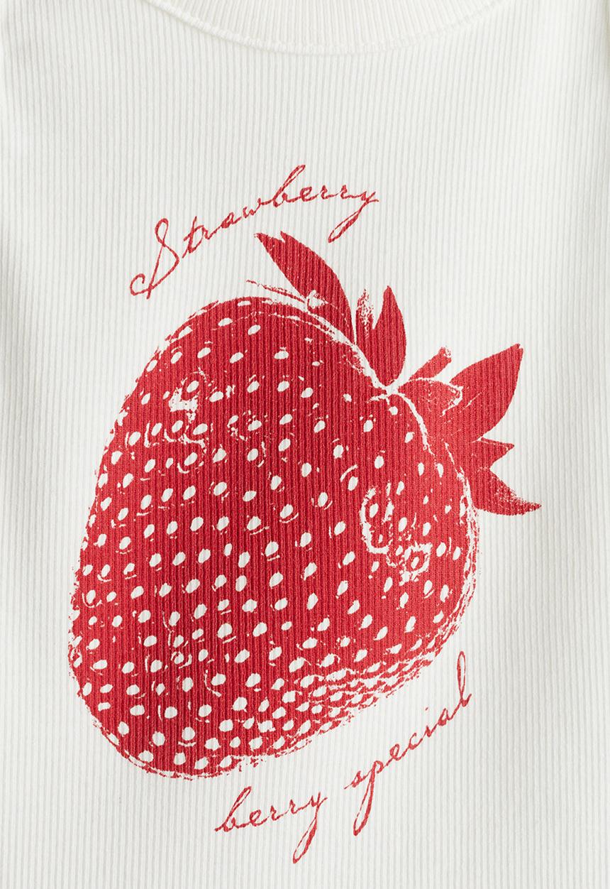 H&M - Ribbed vest top - white strawberry