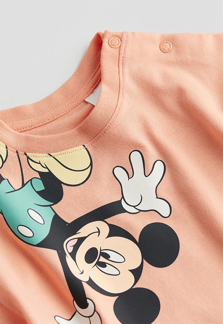 H&M - Printed cotton jersey t-shirt - light orange mickey mouse
