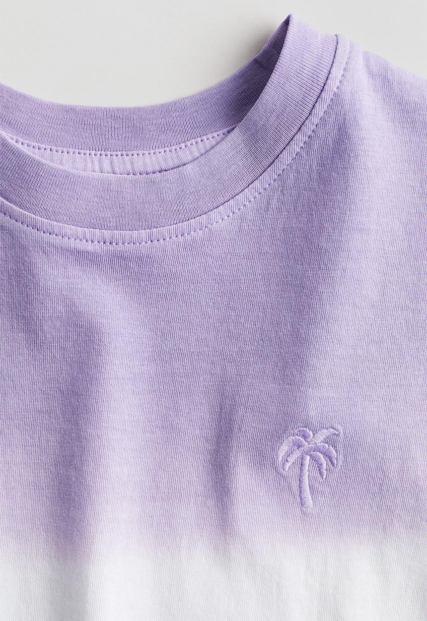 H&M - Motif-detail cotton t-shirt - light purple gradient