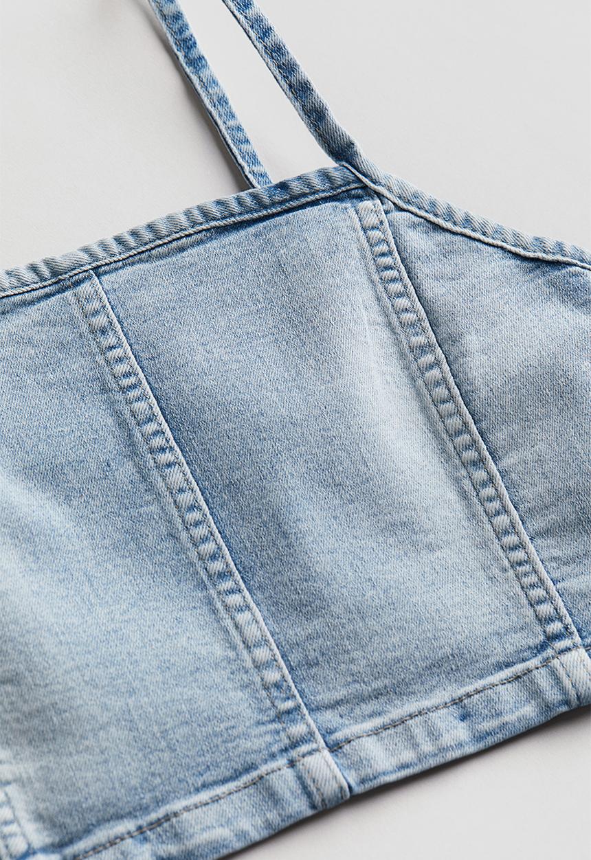 H&M - Denim strappy top - light denim blue