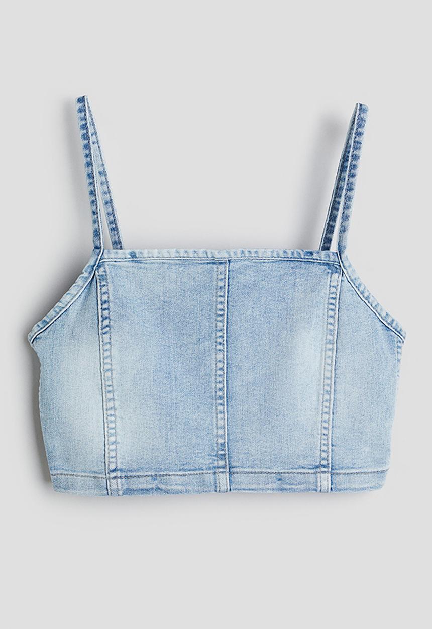 H&M - Denim strappy top - light denim blue