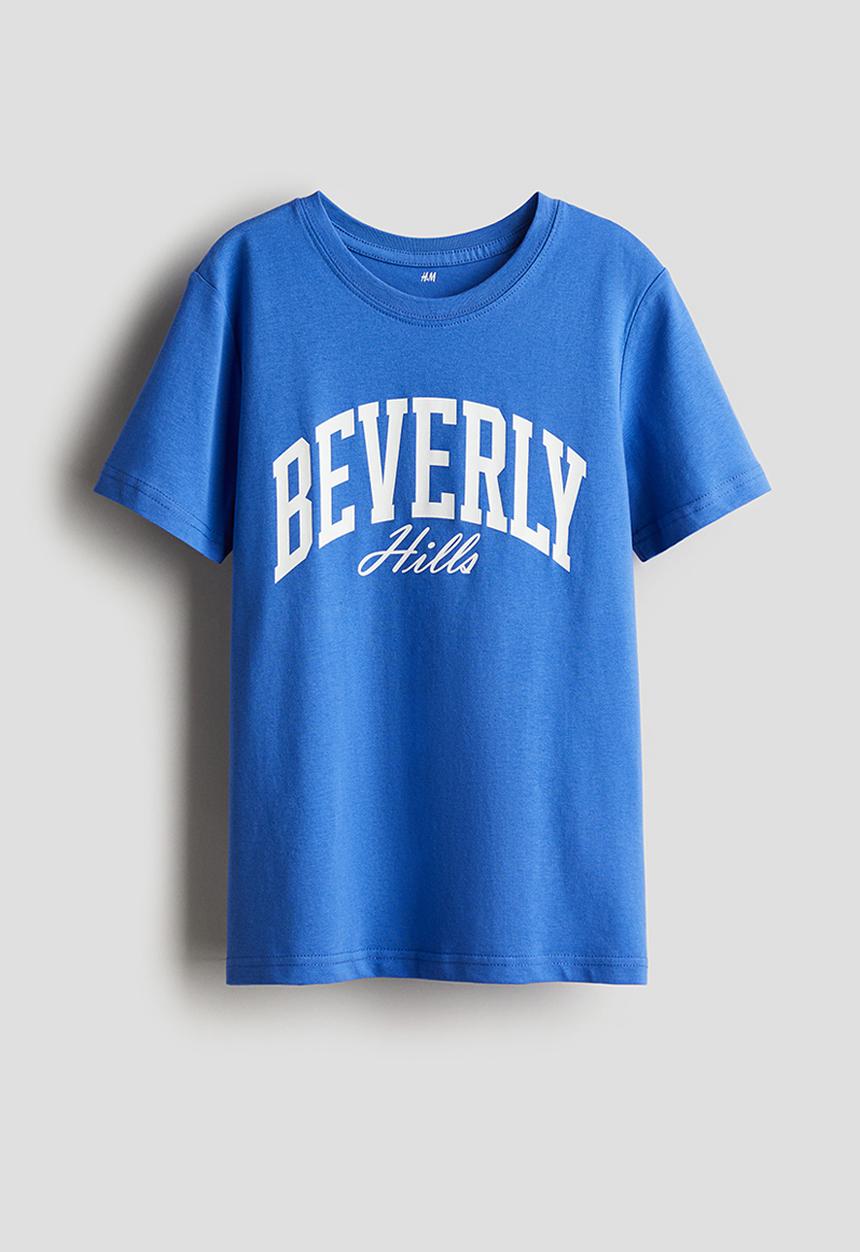 H&M - Printed cotton T-shirt - blue beverly hills