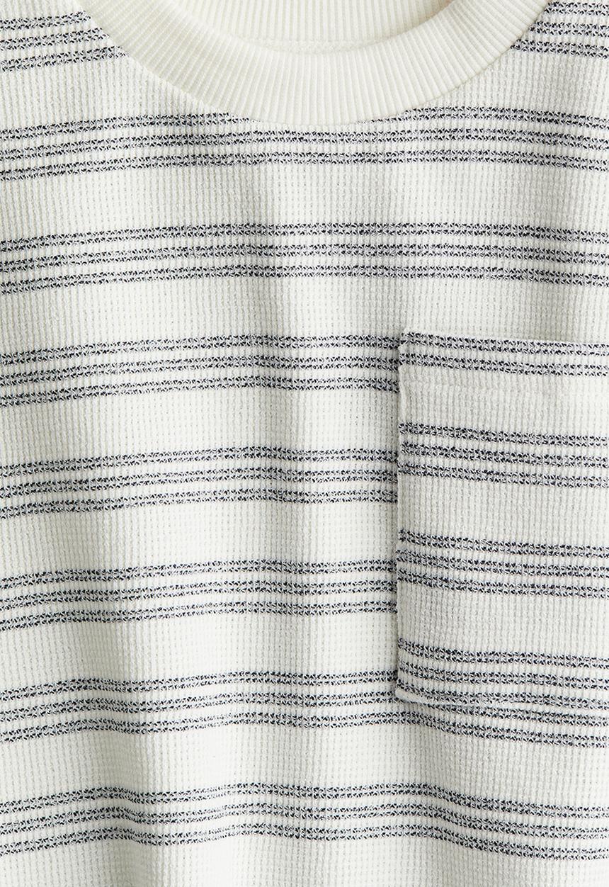 H&M - Chest-pocket T-shirt - white & blue striped