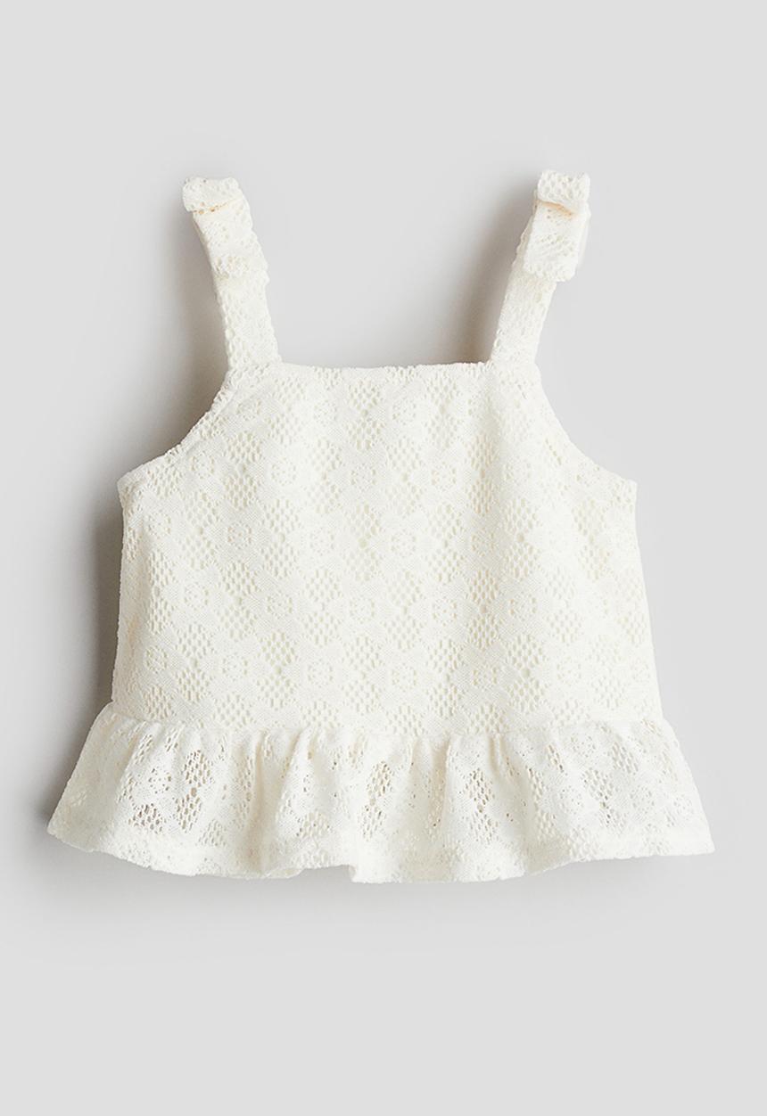 H&M - Bow-detail peplum top - white
