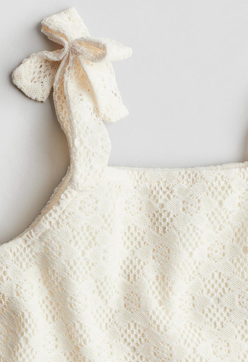 H&M - Bow-detail peplum top - white
