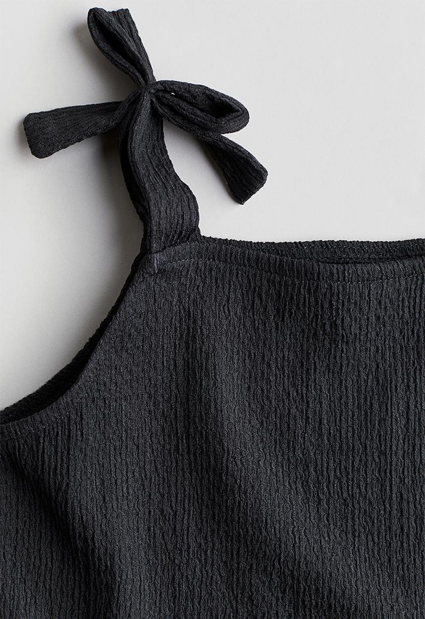 H&M - Bow-detail peplum top - grey