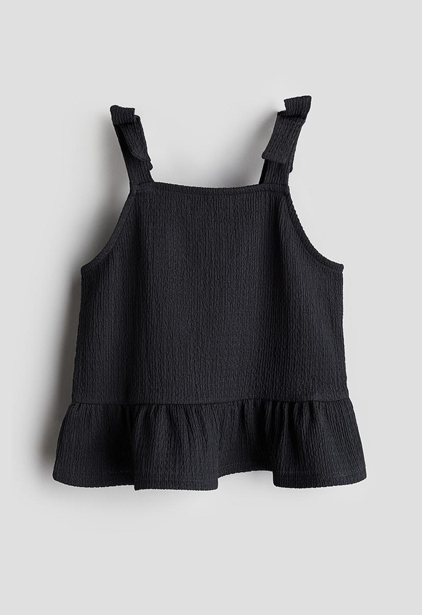 H&M - Bow-detail peplum top - grey