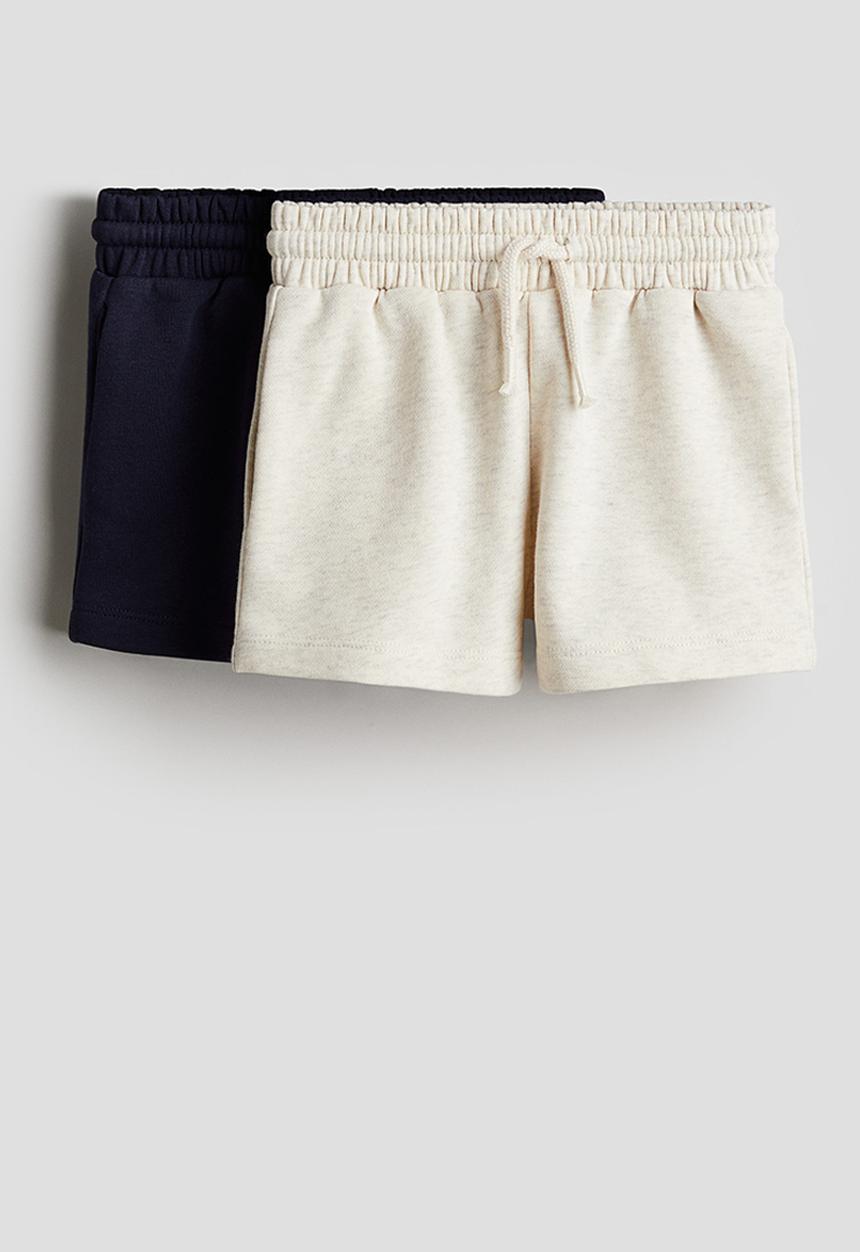 H&M - 2-Pack sweatshorts -  light beige & navy blue