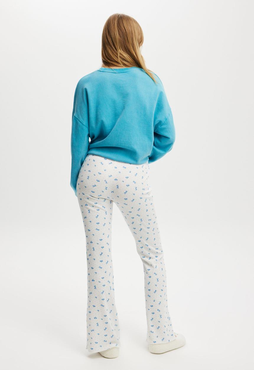 Cotton On - Waffle Sleep Flare Pant - Juliet Ditsy White