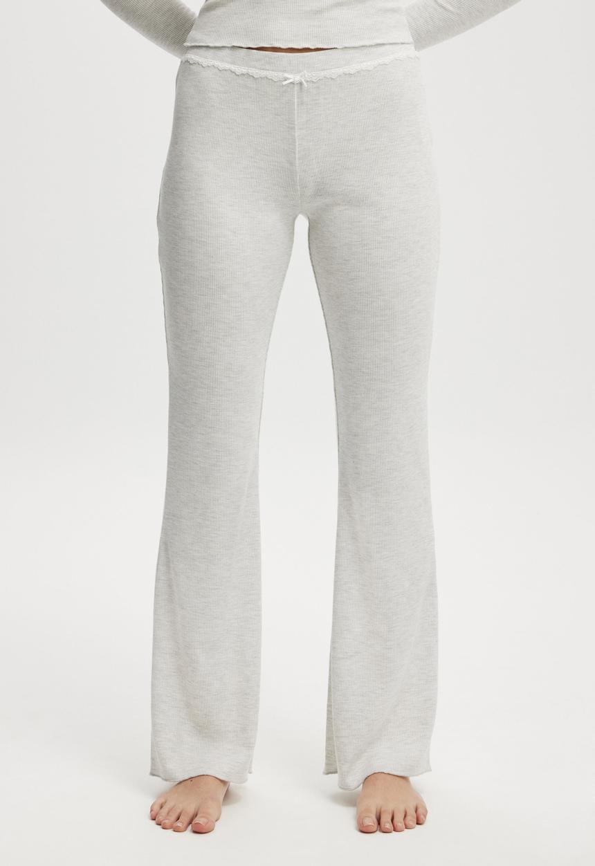 Cotton On - Waffle Sleep Flare Pant - Light Grey Marle
