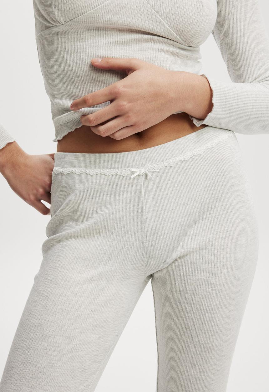 Cotton On - Waffle Sleep Flare Pant - Light Grey Marle