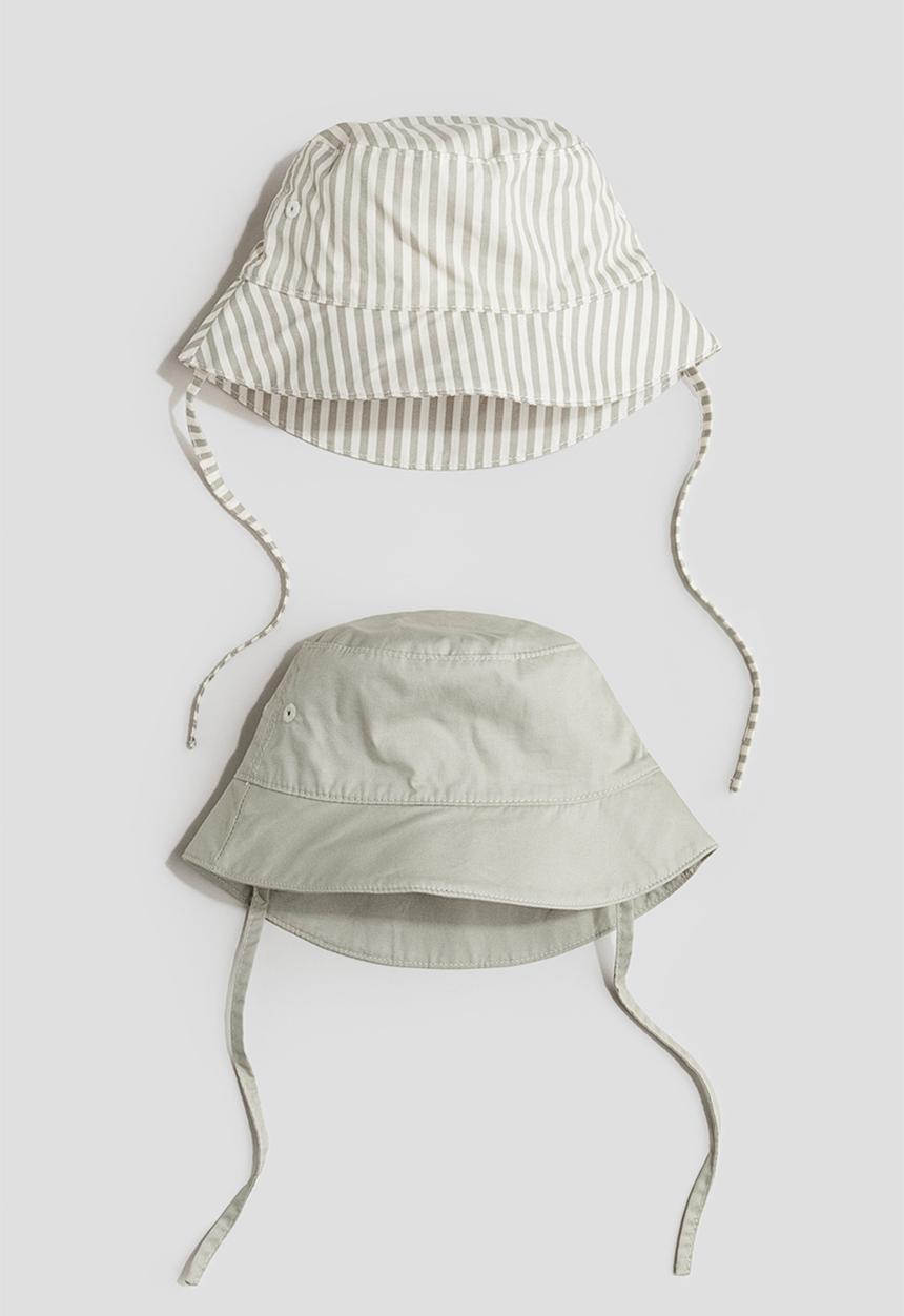 H&M - 2-Pack cotton sun hats - green