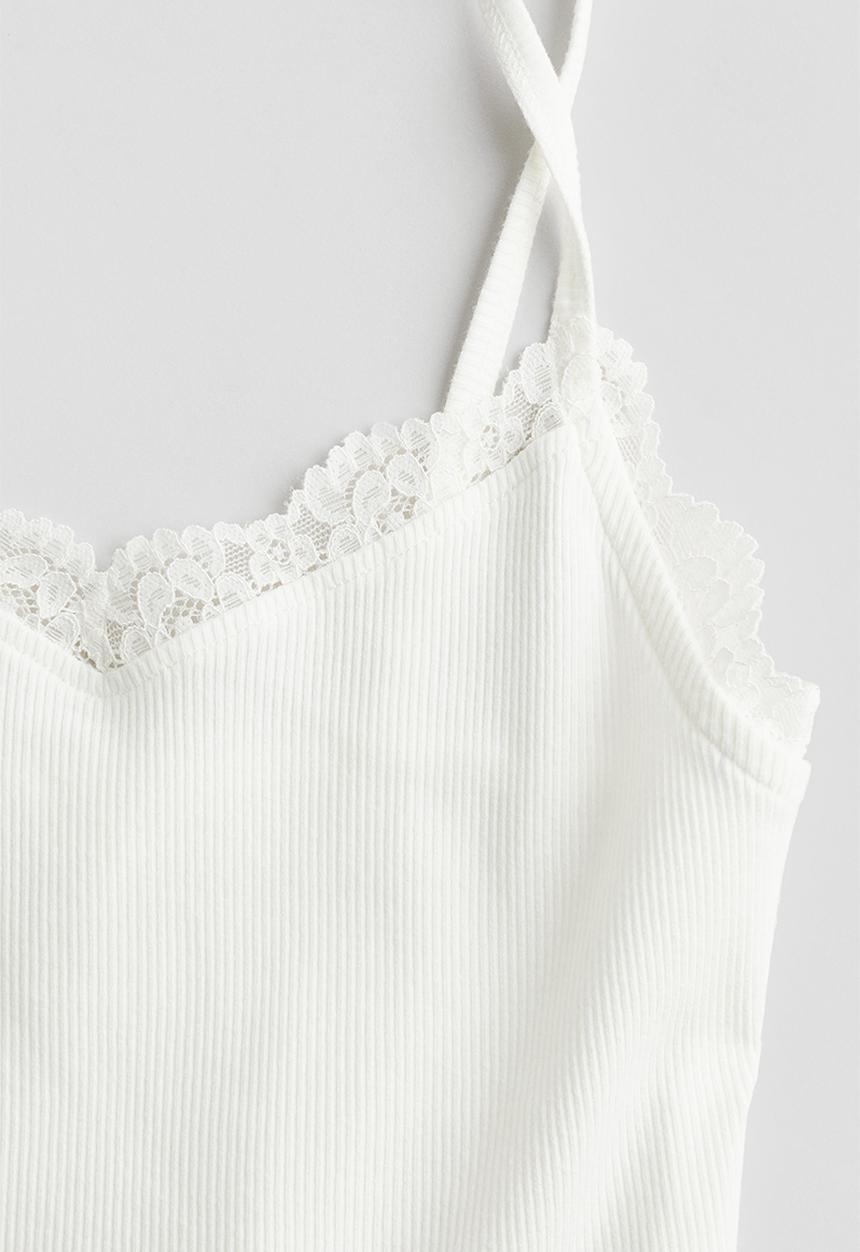 H&M - Lace-trimmed vest top - white