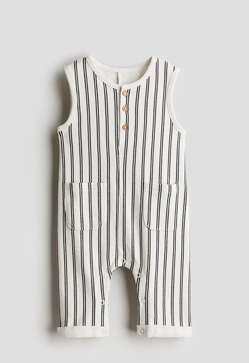 H&M - Patterned cotton romper suit - white striped