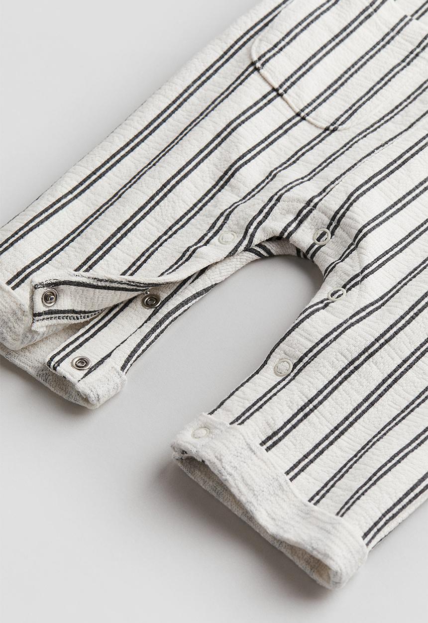 H&M - Patterned cotton romper suit - white striped