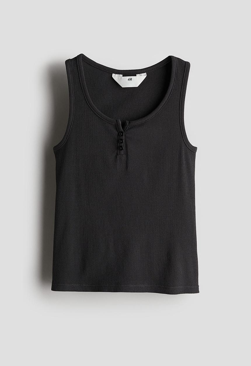 H&M - Ribbed vest top - charcoal