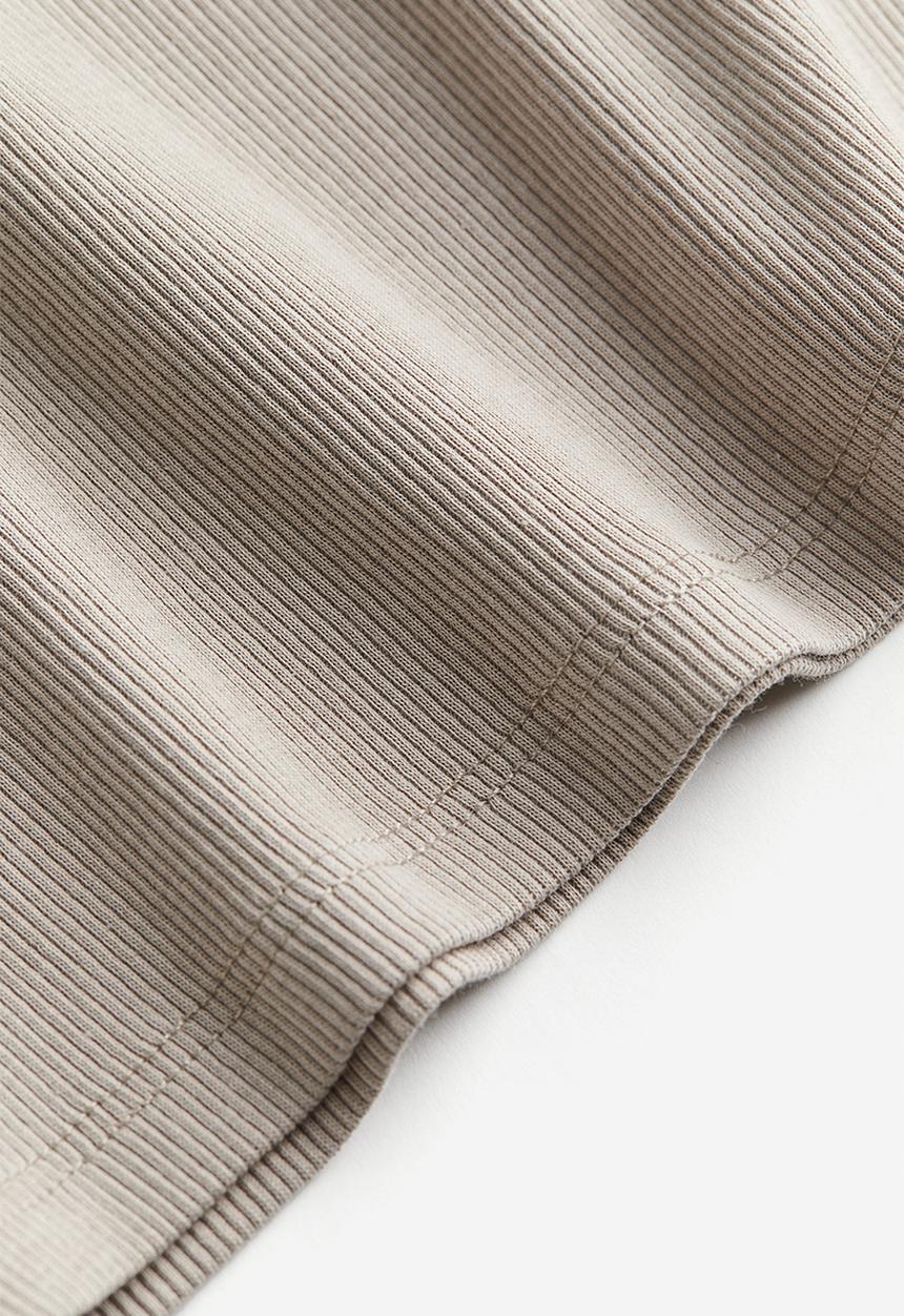 H&M - Ribbed T-shirt - light greige