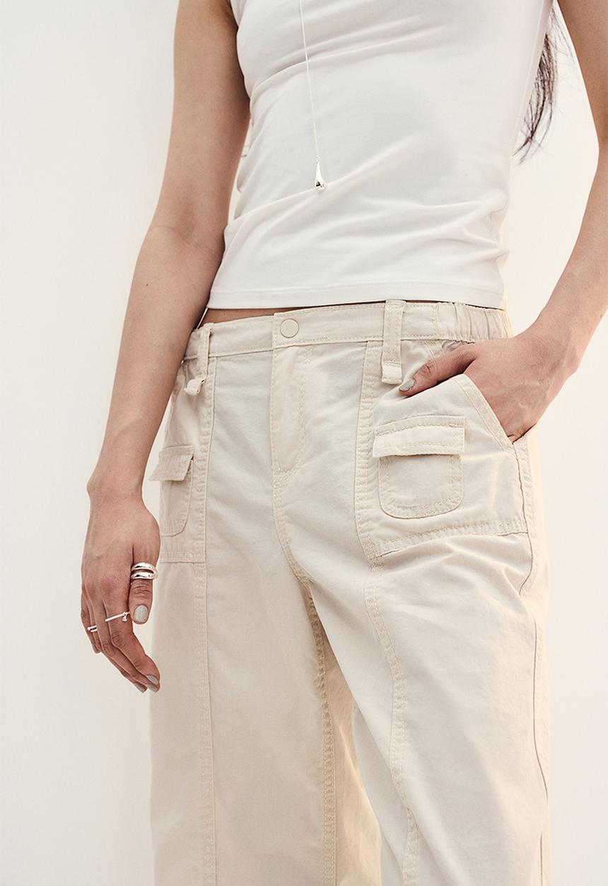 H&M - Canvas cargo trousers - cream