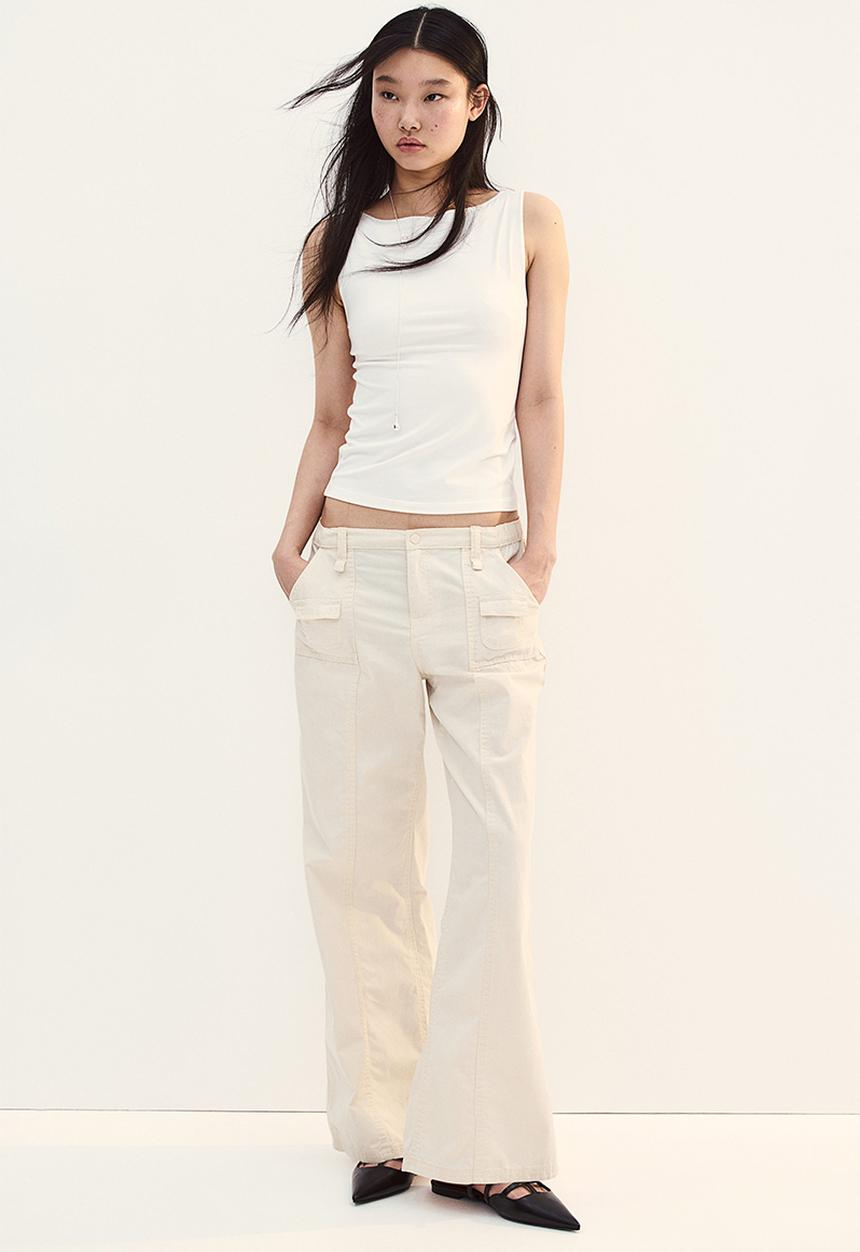 H&M - Canvas cargo trousers - cream