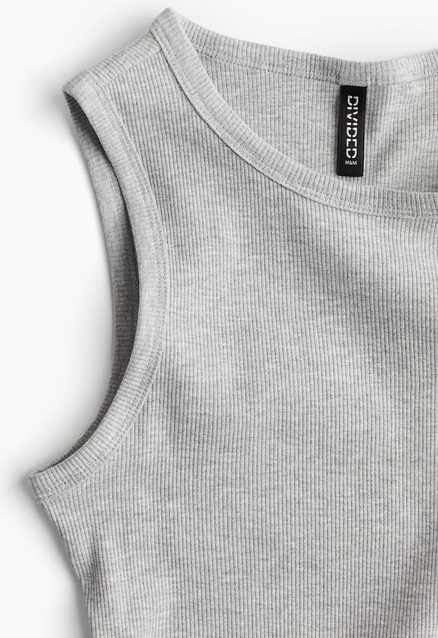 H&M - Ribbed bodycon dress - light grey marl