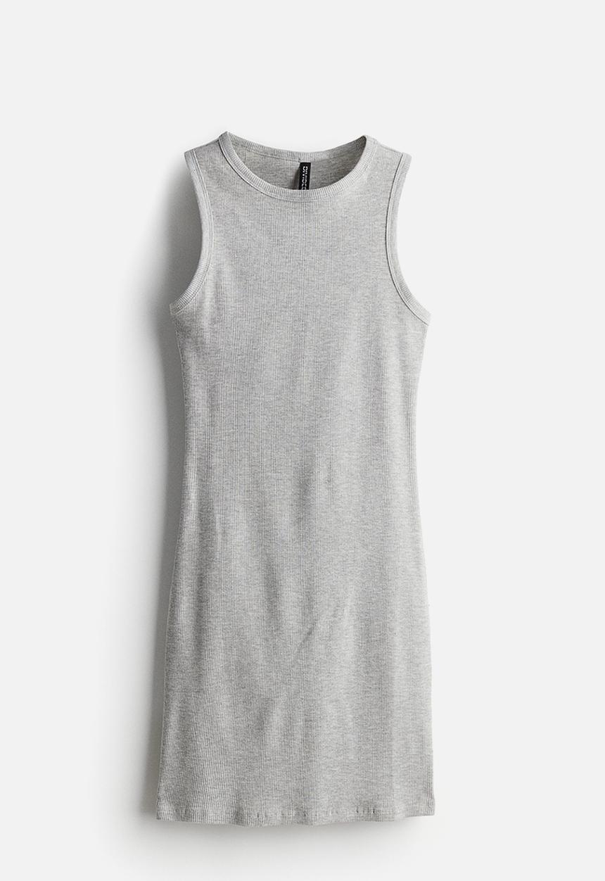 H&M - Ribbed bodycon dress - light grey marl