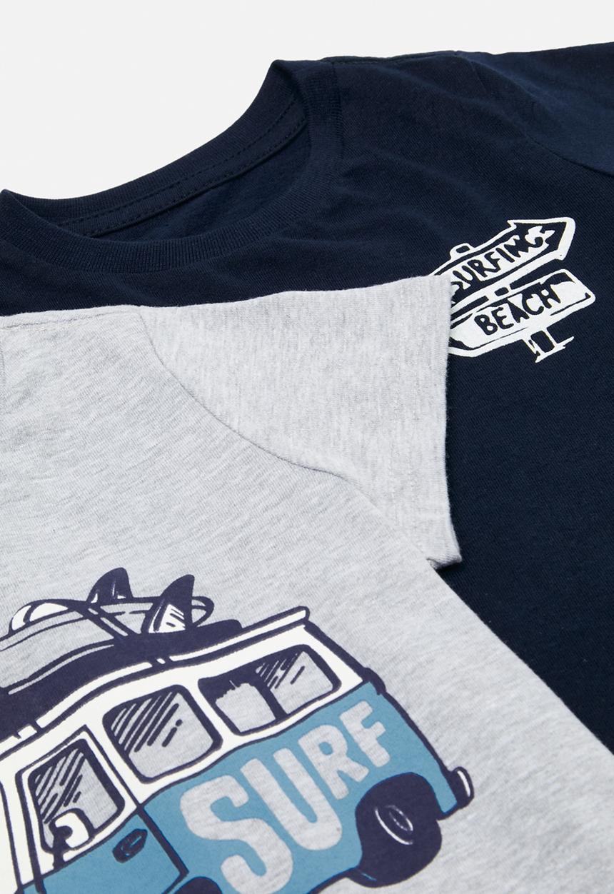 Pop Candy - 2 Pack graphic tee - grey & navy