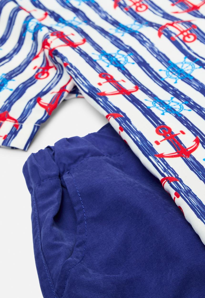 Pop Candy - Striped shirt & short set - blue