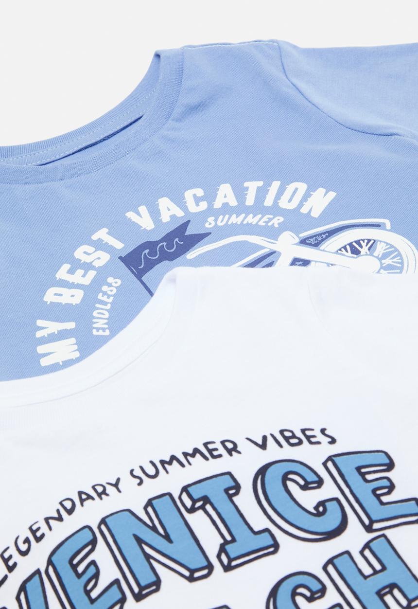 Pop Candy - 2 pack graphic tee - blue & white