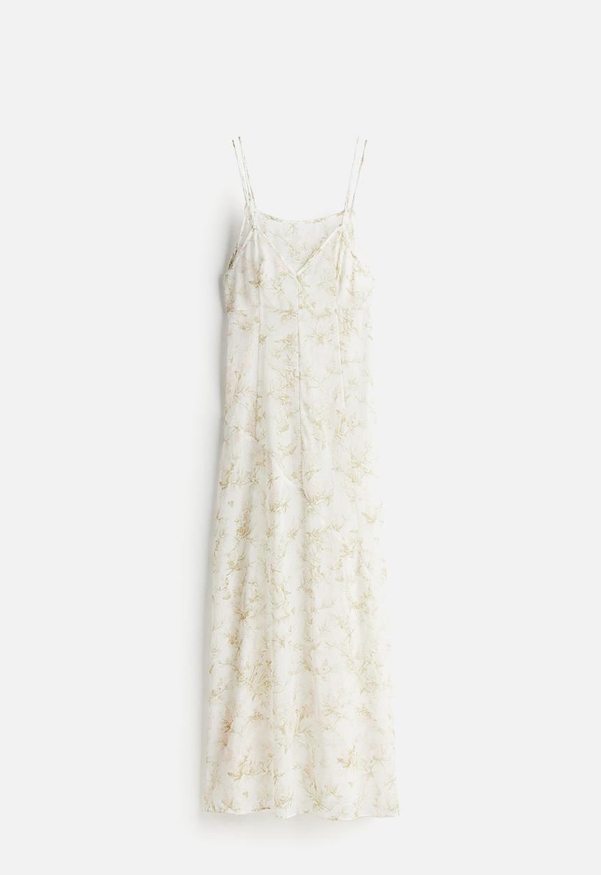 H&M - Double-layered sheer dress - white,multi