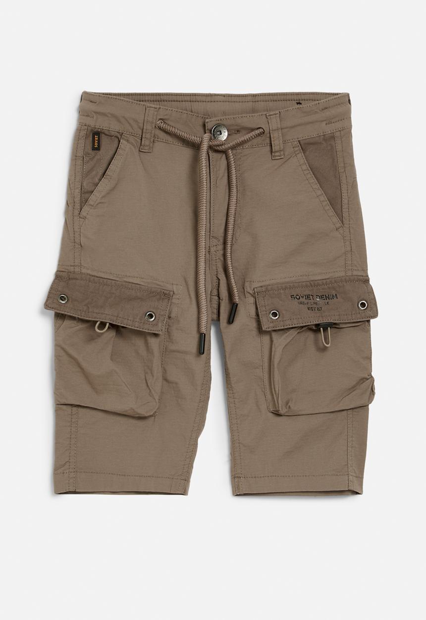 SOVIET - Boys cargo cotton short - taupe