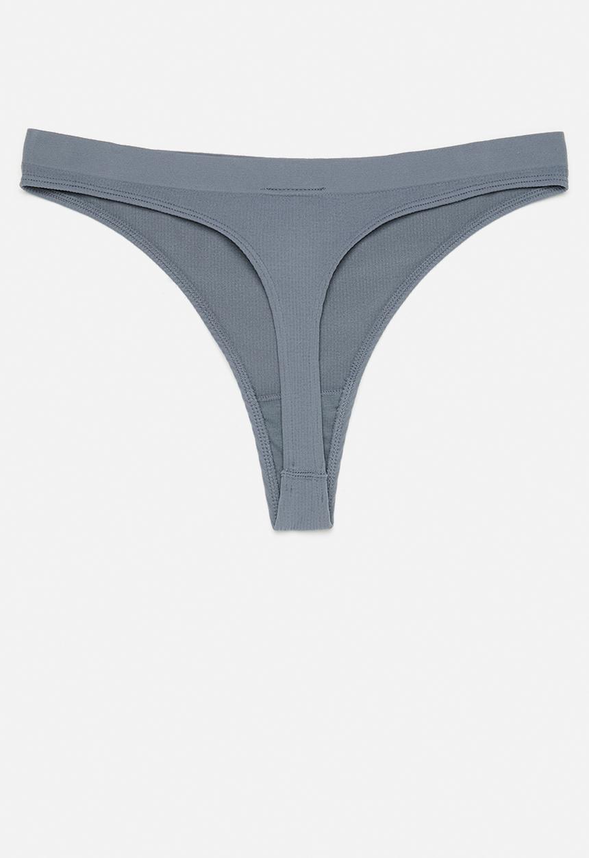 H&M - 2-Pack seamless thong briefs - grey