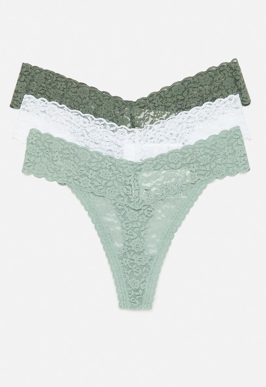 H&M - 3-Pack lace thong briefs - multi