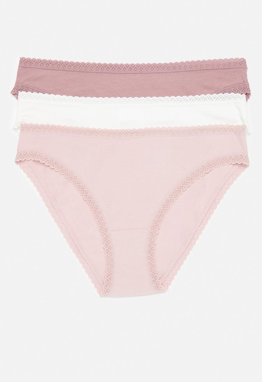 H&M - 3-Pack cotton bikini briefs - pink & white 