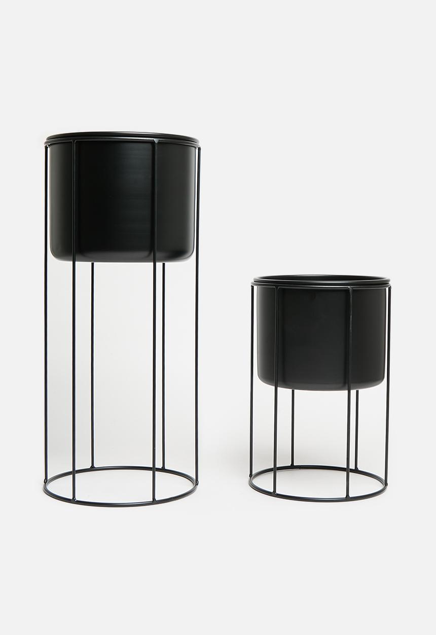 H&S - Aria planter set of 2 - black