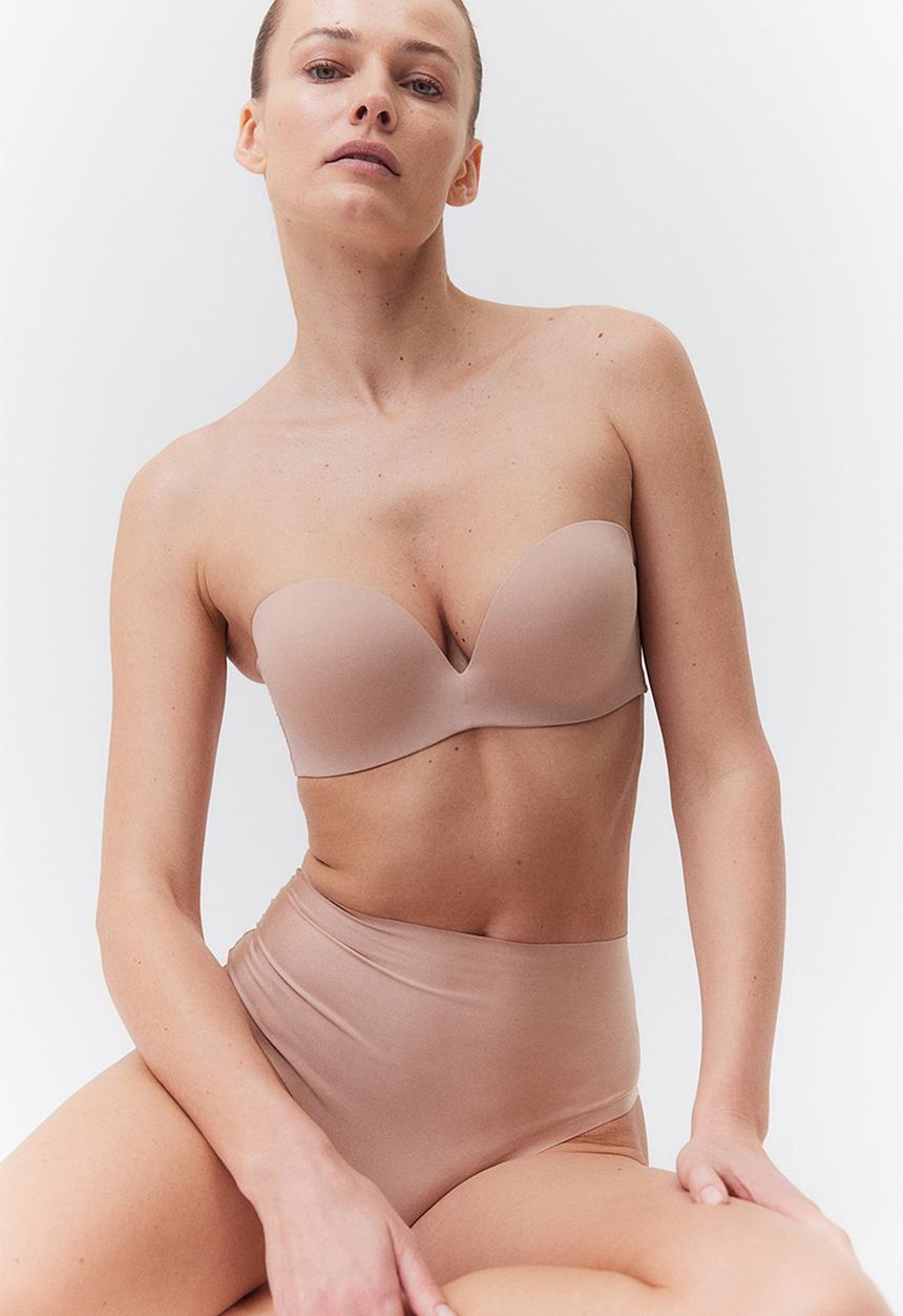 H&M - Microfibre super push-up balconette bra - beige