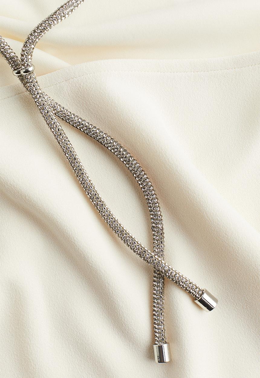 H&M - Rhinestone-strap halterneck body - white,multi