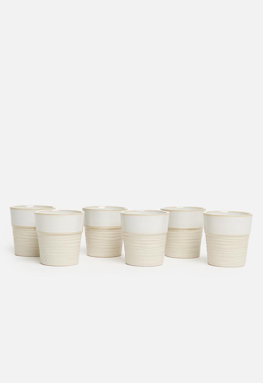 Excellent Houseware - Lassy stoneware mug set of 6-natural