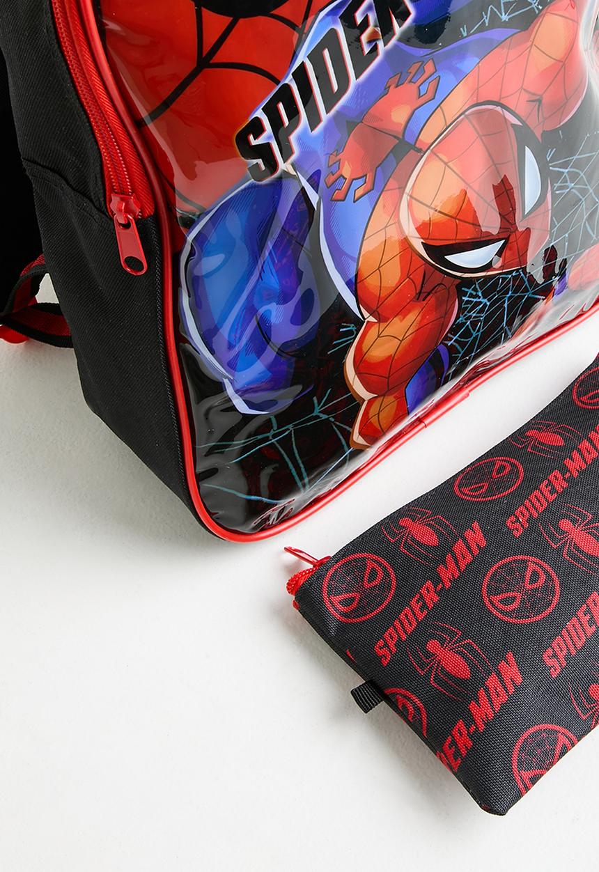Pop Candy - Spiderman webbed value backpack with pencil bag - black & red 