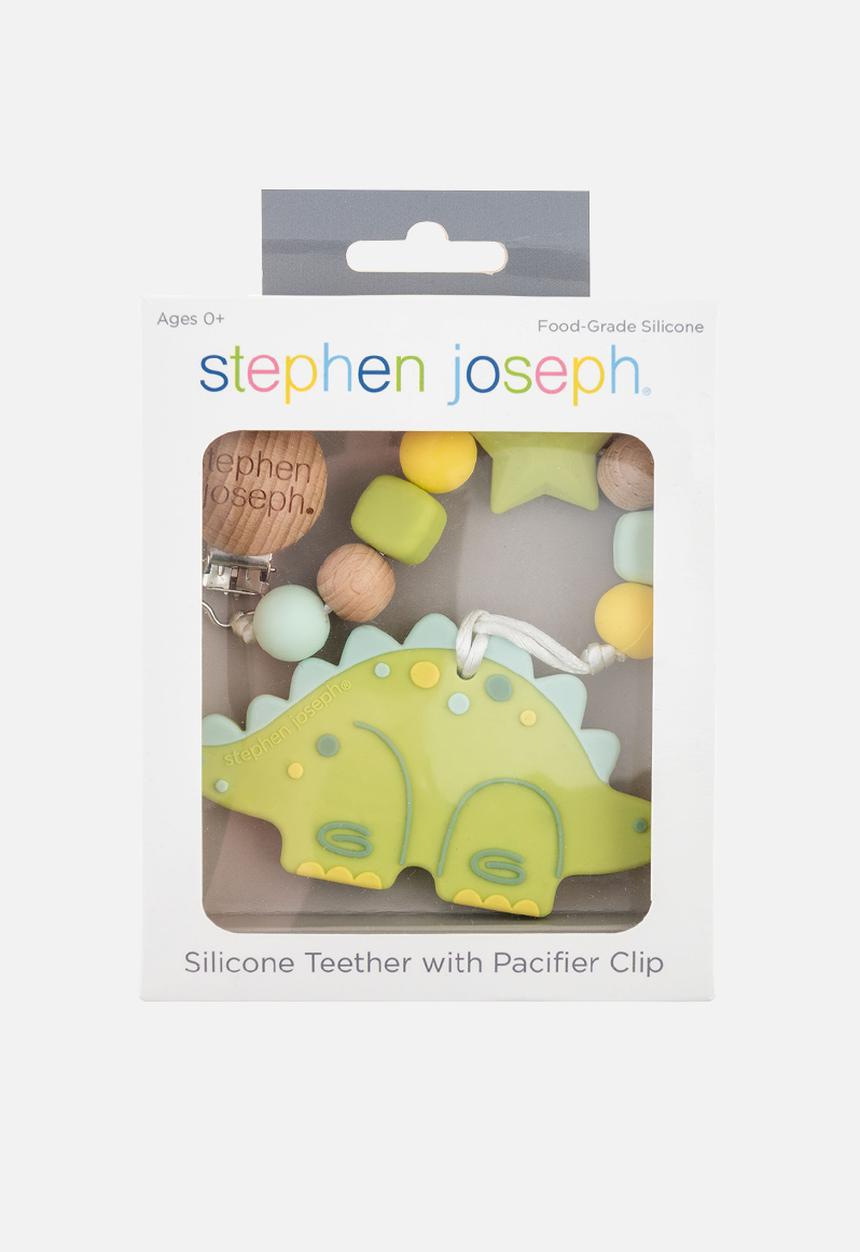 Stephen Joseph - Silicone pacifier clip dino  - multi