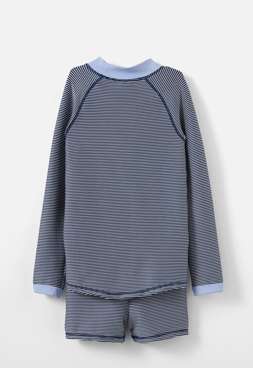 Cotton On - Flynn rash vest and billy boyleg trunk set - in the navy/texture stripe